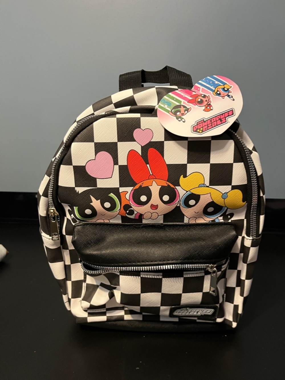 Power puff girls Black & White Check Mini Backpack